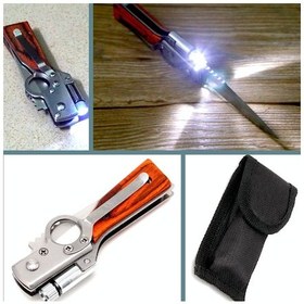 Resim Omeniv Ahşap Saplı Ak47 16cm Kamp Çakı Kamp Bıçak Led Fener Anahtarlık Kahverengi 