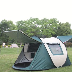 Resim 1 Adet Otomatik Anında Açılır Kamp Çadırı - Saniyede Kurulum, Geniş ve Hafif Oval Şekilli Fermuarlı Kapılı Aile Kampı, Yürüyüş ve Sırt Çantasıyla Seyahat İçin Kolay Montaj/Söküm, Tüm Mevsimler için Taşınabilir Barınak, Açık Hava Maceraları İçin Kamp Çadırları 