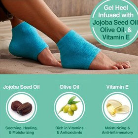 Resim 2 Adet Nemlendirici Jel Astarlı Topuk Çorapları - Erkekler ve Kadınlar için Yumuşak Spa Ayaksız Çoraplar, Rahat Ayakkabı | Kabarık Doku Çoraplar | Konforlu Ayakkabı 