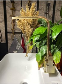 Resim İsaoğlu Yapı Mat Gold Mutfak Bataryası Antik Gold Evye Musluğu Altın Mutfak Bataryası Gold 