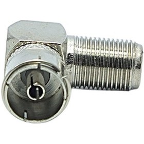 Resim F Konnektör 60 Ohm 90 Derece Açılı Dişi L Tip Çevirici 