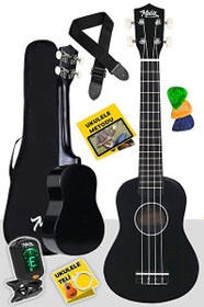Resim Midex UKX-233BKT Siyah Concert Ukulele (Tuner Tel Askı Çanta Metod Pena) 