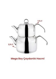 Resim Delux Premium 4 Parça Çaydanlık Seti Mega Boy Platin Çok Renkli 
