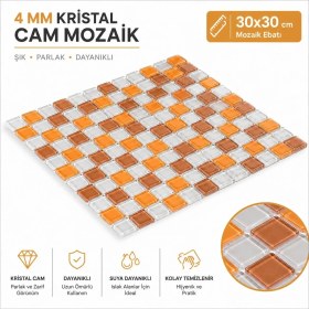Resim Tezgah Arası 4mm Kristal Cam Mozaik ( 1 Kutu = 1 m2 Fiyatıdır ) 