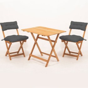 Resim Meya Dekor Sırt Ve Oturak Minderli Balkon Bahçe Mutfak 3'lü Bistro Set Katlanır Masa-sandalye 60x80 Masalı 