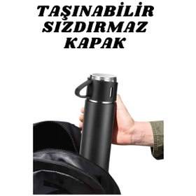 Resim 3 Bardaklı Termos Seti Anneler Gününe Özel Hediye Taşınabilir Sızdırmaz Isı Koruyucu Çok Renkli 