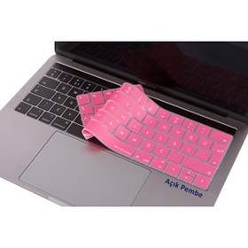 Resim Açık Pembe Macbook Pro Klavye Kılıfı Türkçe Q Baskı A1706 A1989 A2159 A1707 A1990 Ile Uyumlu 