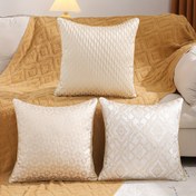 Resim Lüks Altın Jakarlı Atkı Yastık Kılıfı - Şık Geometrik Desen, Sahte İpek Polyester, Fermuar Kapama, Sadece Elde Yıkama, Oturma Odası Kanepe Dekoru İçin Mükemmel, Lüks Tasarım | Polyester Kılıf, Dekoratif Yastık Kılıfları 