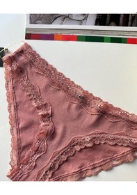 Resim Arlet Kadın Pamuklu Rahat Günlük Kullanım Dantelli Slip/külot Li Gül Kurusu 