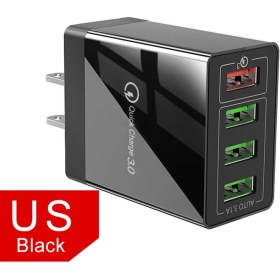 Resim Jelang Twitch 4 Bağlantı Noktalı USB Şarj Cihazı 3.0 Android Seyahat Duvar Adaptörü 5V 3A Ingiltere / Abd Ab Siyah Beyaz (Yurt Dışından) 