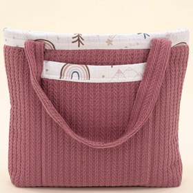 Resim Bebek Bakım Çantası - Mürdüm Örgü - Pastel Gökkuşağı 