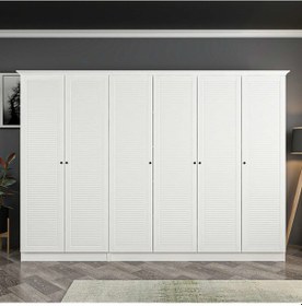 Resim Kale 6 Kapaklı 2ç Taçlı Dolap Beyaz Mebran Panjur Beyaz 190cm Beyaz 