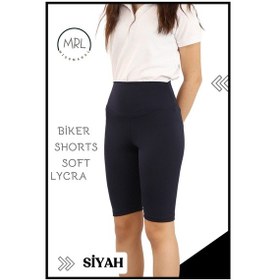 Resim Siyah Biker Girls Şort Yüksek Bel İç Göstermez Esnek Yumuşak Likralı Soft Biker Basics Elt4070 Siyah 