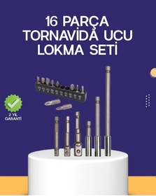 Resim 16 Parça Bits Ve Adaptör Seti Vidalama Tamir Bakım Seti 