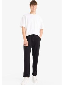 Resim Defacto Regular Fit Basic Düz Beli Bağcıklı Düz Paça Cepli Eşofman Altı D6762ax25aubk81 Siyah 