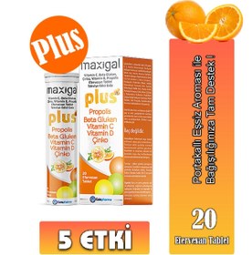 Resim Maxigal Plus Efervesan 20 Tablet - Beta Glukan, Vitamin C, D, Çinko Ve Propolis Takviyesi 