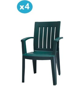 Resim Omnipazar Mt-gf175 Cometa Plastik Bahçe Balkon Sandalye 4'lü Set Yeşil 