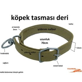 Resim Köpek Tasması Deri Kalın Kangal Tasma Battalderi Metal Toka 