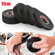Resim 15M Isıya Dayanıklı Yapışkanlı Bez Kumaş Bant, 9/15/19/25MM, Otomotiv, Kablo, Kablo Demeti, Kablo Teli, Elektrik için 