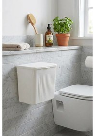 Resim Askılı Ve Yapışkanlı Mutfak Ve Banyo İçin Pratik Çöp Kovası 8lt Beyaz 