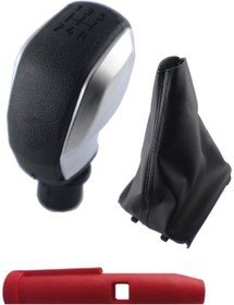 Resim OTOZET Peugeot 206 Manuel Vites Sportif Model Gri Yan Kapaklı Vites Topuzu Ve Körüğü Set 