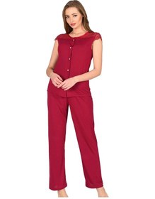 Resim Bordo Penye Pijama Takımı - 1632 Bordo 