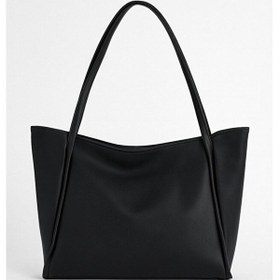Resim Lovelystore Fermuarlı Büyük Boy Yumuşak Derili Kadın Çanta 28x42 Siyah 