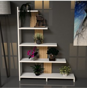 Resim Emkawood Emkawood Step Kitaplık Safir Çiçeklik Raflı 