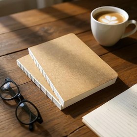 Resim Fark Tanıtım Özel Tasarım Kraft Kapaklı A5 Noktalı Not Defter - 180 Derece Açılabilir, Sırtı Dikişli,%100 El İşçiliği, Ofis İçin İdeal, Planlayıcı (Noktalı) 