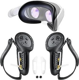 Resim Upgraded Controller Grips & Silicone Face Pad Cover Compatible with Meta/Oculus Quest 3 Accessories with Battery Opening Cover, Adjustable Knuckle Straps and Rocker Hat Included for VR Meta Quest 3 