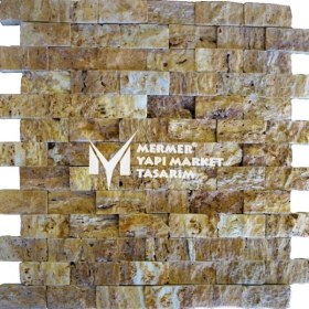 Resim Mym Mermer Yapı Market Sarı Traverten Patlatma Mozaik 