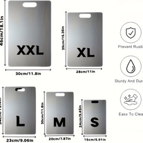 Resim Paslanmaz Çelik Kesme Tahtası, Dayanıklı ve Portatif Ev & Kamp Mutfakları İçin Kaymayan Kalın Tabanlı Doğrama Bloğu 