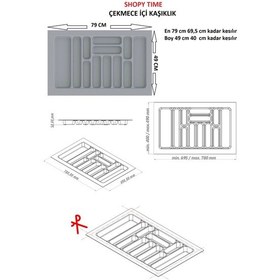 Resim Çekmece İçi Kaşıklık Ve Kepçelik Düzenleyici Gri 78x49 Cm 78,5x40 Cm Kadar Kesilebilir Grı 