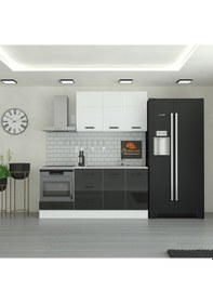 Resim 190 Cm Mutfak Dolabı Mdf Kapak Tezgah Dahil Yrkn190 99 Siyah 