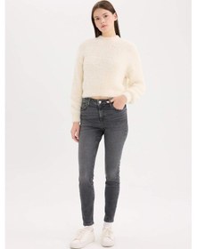 Resim DeFacto Skinny Fit Yüksek Bel Düz Paça Uzun Jean Görünümlü Yıkamalı Pantolon D5047AX24CWNM36 