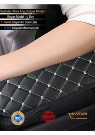 Resim Fiat Bravo Deri Oto Kolçak Kılıfı Örtüsü Capitone Süngerli Beyaz Nakışlı-121 