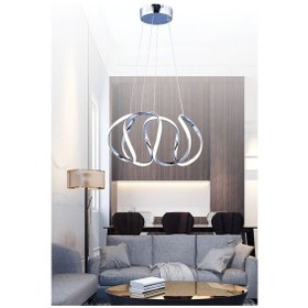 Resim Ey-El Tasarım Ahtapot Tekli Krom 3 Renk Ledli Sarkıt Avize Krom 