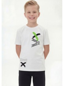 Resim Fyk Kids 3'lü White Yazı Baskılı Yuvarlak Yaka Kısa Kollu Erkek Çocuk Yazlık Tişört Yeşil - Kırmızı 