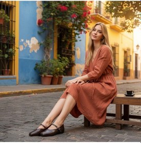 Resim Aska Shoes Shoes Günlük Tokalı Babet 2025aska004 Rugan Kahverengi 