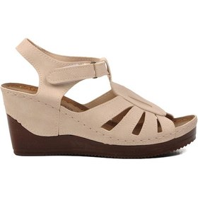 Resim Bej Kadın Düz Sandalet 19-200 Z Bej 