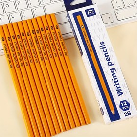 Resim 12 Adet Sarı Kalem | 12B Ahşap Altıgen Kutu Seti | Hat Sanatı Pratikliği İçin Kırtasiye Malzemeleri 