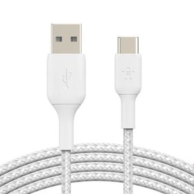 Resim Belkin CAB002BT1MWH BoostCharge USB-C - USB-A 15W 1M Örgülü Şarj ve Data Kablosu - Beyaz 