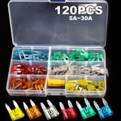 Resim 120 adet çeşitli Mini Bıçak Sigortalar Seti, Araç Sigorta Assorti Kiti, Saklama Kutusu ile, Alüminyum Malzeme, Çeşitli Araçlarla Uyumlu - Elektrik Koruma için 5A ila 30A Otomatik Sigortalar 