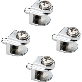 Resim Badem10 Cam Raf Tutucu Metal Cam Etejer Pimli Krom Metal Vidalı (4 Adet) 