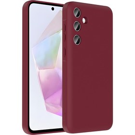 Resim Galaxy A56 Kılıf Kamera Korumalı Kartlık Hazneli Zore Vitra Kapak - Mürdüm 
