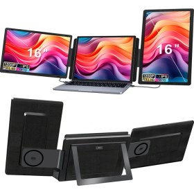 Resim Ultrax 16" Ikili Taşınabilir Monitör Çoklu Ekran 1200P Fhd IPS Notebook Monitör Çift Kablo 