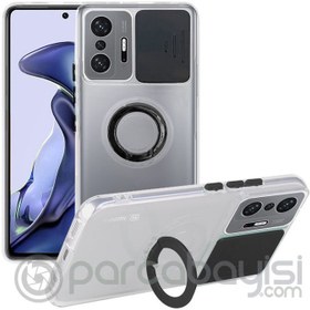 Resim Ally Xiaomi 11T - 11T Pro 5G Kılıf Sürgülü Kamera Lens Korumalı Yüzük Standlı Silikon Kılıf 