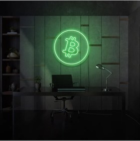 Resim BİZ BU İŞİN KEYİF KISMINDAYIZ Bitcoin Logo Neon Tabela 