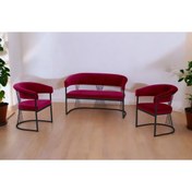 Resim Rozexi Rio Çay Seti Takımı Koltuk Takımı Oturma Odası Kafe Antre Hol Ofis 2+1+1 Siyah Metal 