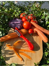 Resim Solingen Pırıltılı Kırmızı Dik Soyacak Paslanmaz Alman Çeliği, Ergonomik Sap, Yüksek Keskinlik-262 Kırmızı 